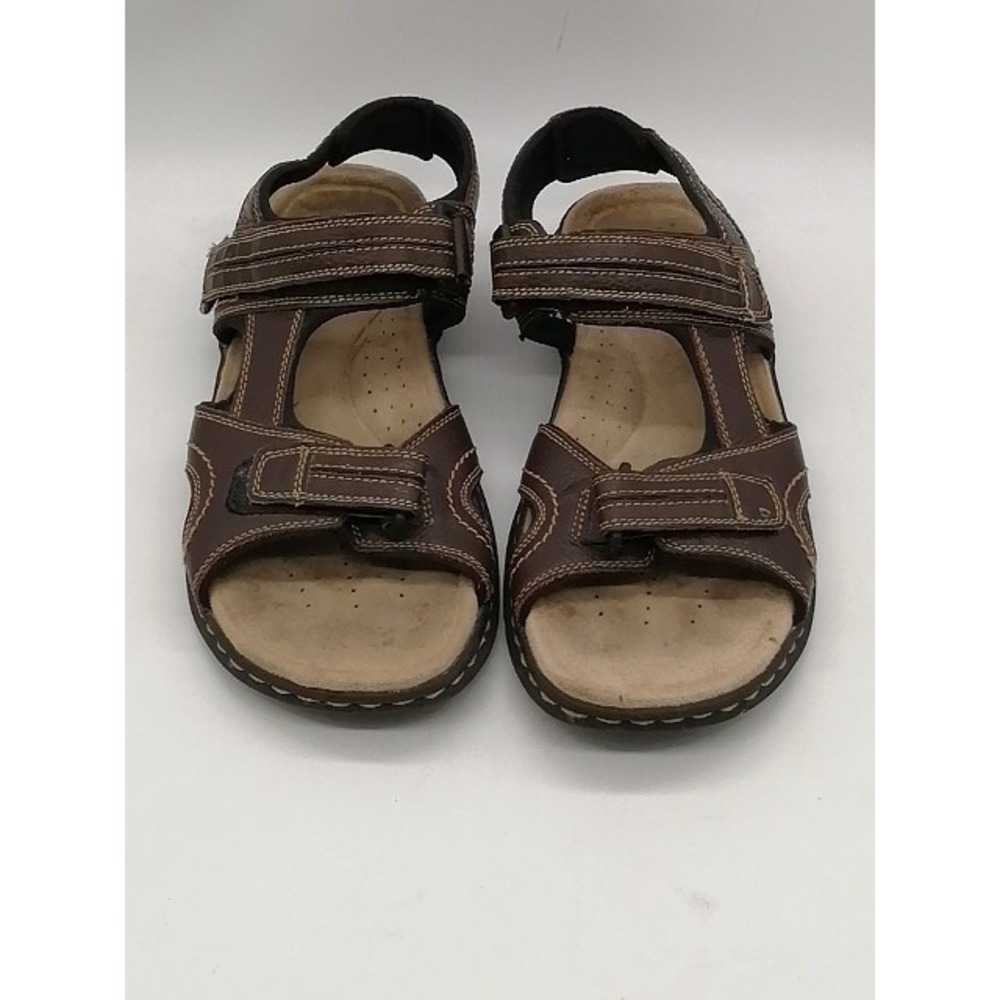 Chaps Sandals Mens Fairfax Briar Brown 9 Leather Sport Shoes Hook Loop 96-23199